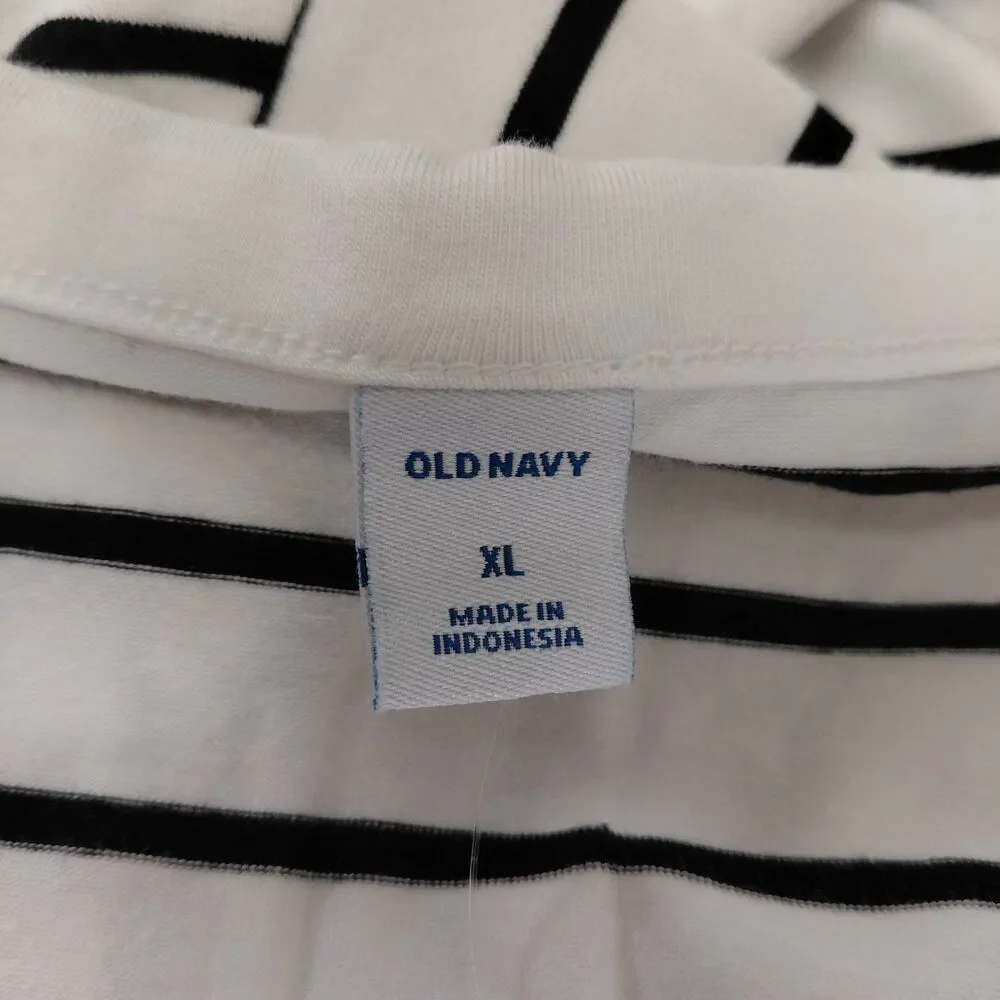 NWT Old Navy LS Knee Length Crew Neck T-Shirt Dress White w/ Black Stripe Sz XL - Picture 7 of 8